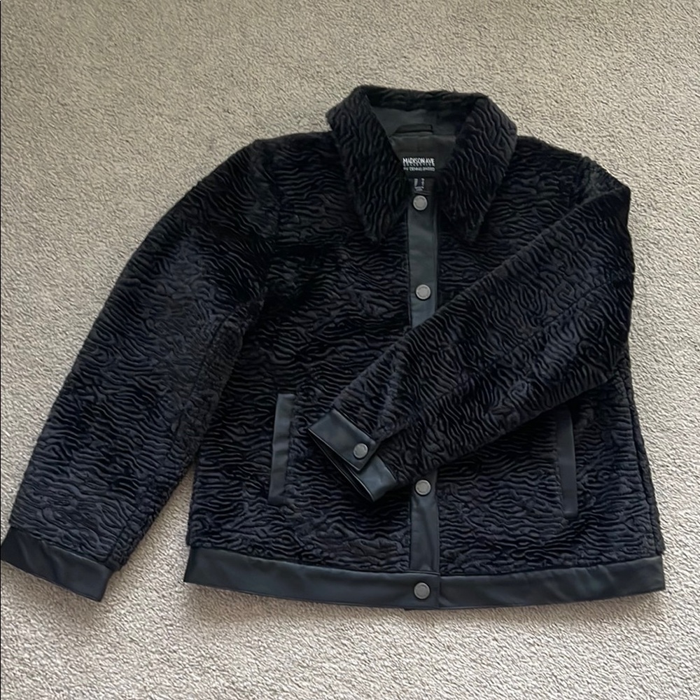 Dennis Basso Black Faux Fur Jacket NEW